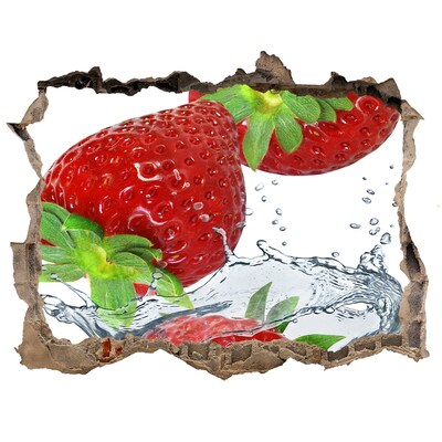 Autocollant à effet 3d trou Des fraises juteuses dans une explosion d'eau