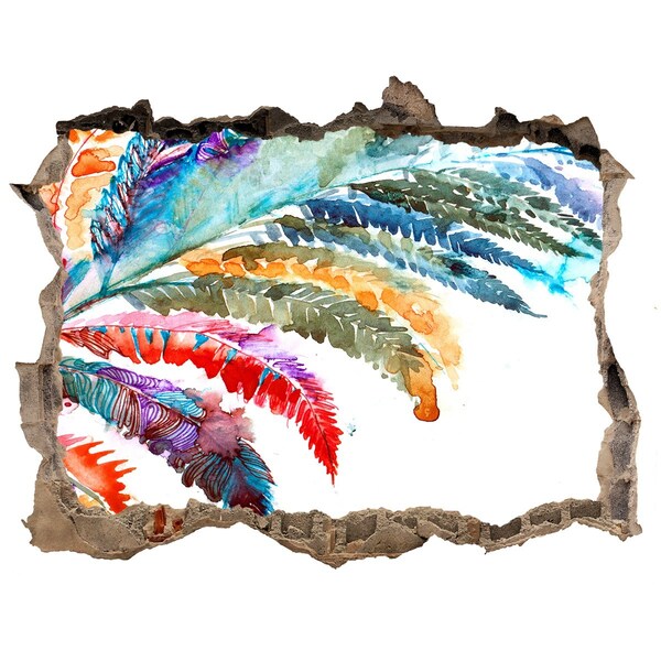 Sticker mural effet trou Une oasis tropicale en béton