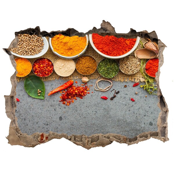 Sticker mural effet trou Une cuisine pleine d'épices