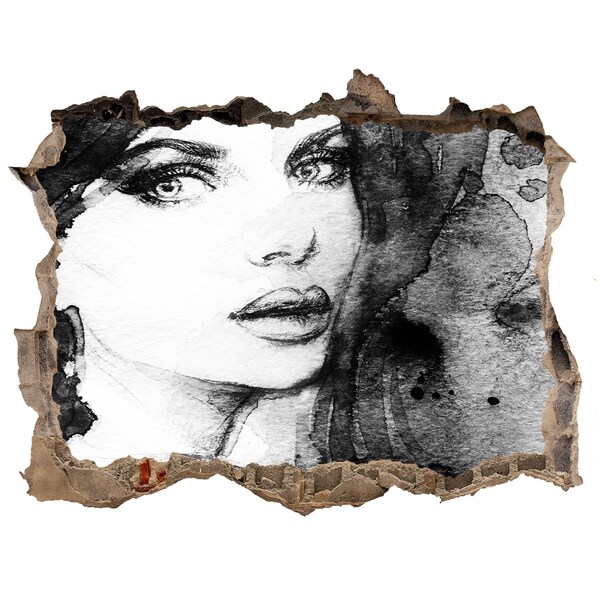 Sticker trou dans le mur Portrait dans un trou dans le mur