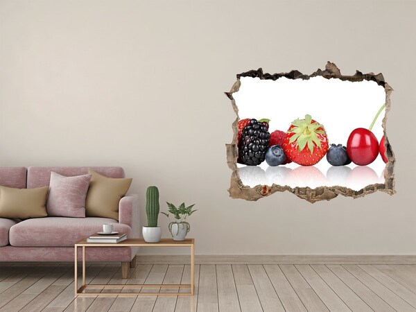 Sticker mural effet trou Des fruits dans un trou dans le mur