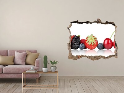 Sticker mural effet trou Des fruits dans un trou dans le mur