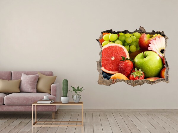 Sticker trou dans le mur Des fruits frais dans un trou dans le mur