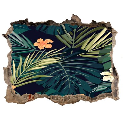 Autocollant à effet 3d trou Feuilles tropicales petites fleurs pierre