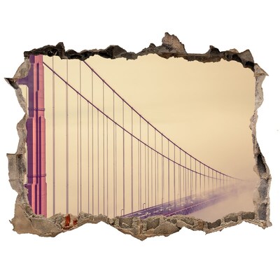 Sticker mural effet trou Le pont du Golden Gate dans les nuages