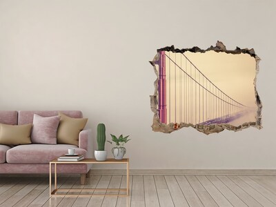 Sticker mural effet trou Le pont du Golden Gate dans les nuages