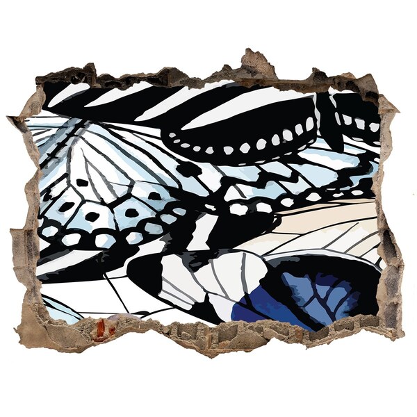 Autocollant à effet 3d trou Papillons dans une composition colorée