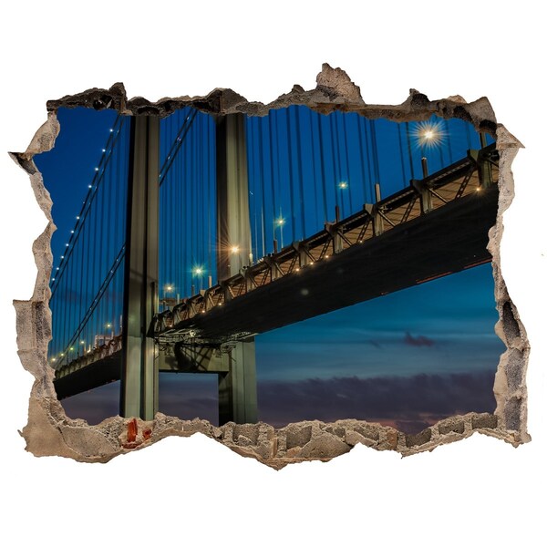 Sticker mural effet trou Le pont dans le paysage nocturne