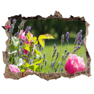 Sticker mural effet trou Un paradis fleuri derrière le mur