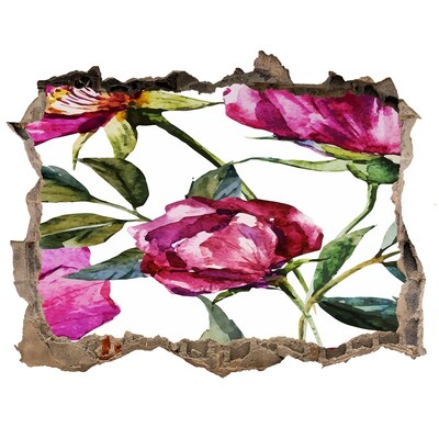 Autocollant à effet 3d trou Pivoines roses pierre