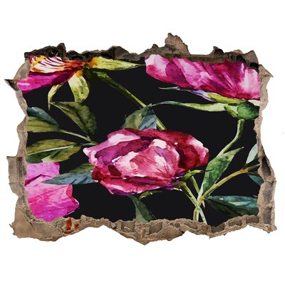 Sticker trou dans le mur Pivoines roses pierre