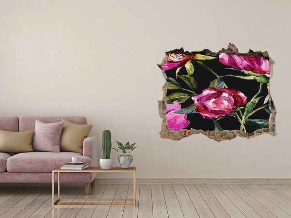 Sticker trou dans le mur Peinture murale florale Hole in the Wall