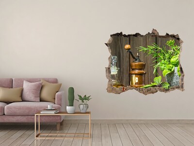 Sticker mural effet trou Coin herbes aromatiques dans la cuisine