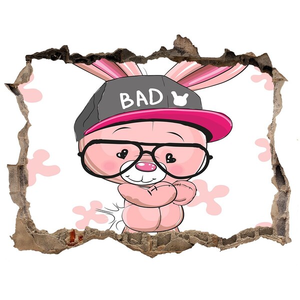 Autocollant à effet 3d trou Lapin avec un chapeau