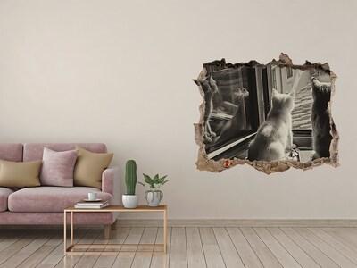 Autocollant mural trou Des chats à la fenêtre