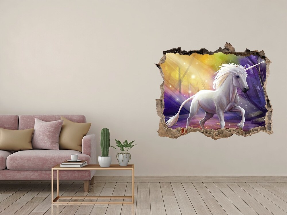 Autocollant mural trou Licorne pierre