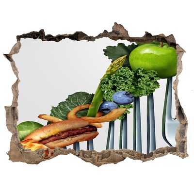 Sticker mural effet trou Le monde culinaire derrière le mur