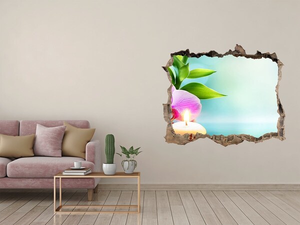 Autocollant mural trou Bambou d'orchidée pierre