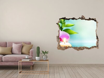 Autocollant mural trou Bambou d'orchidée pierre