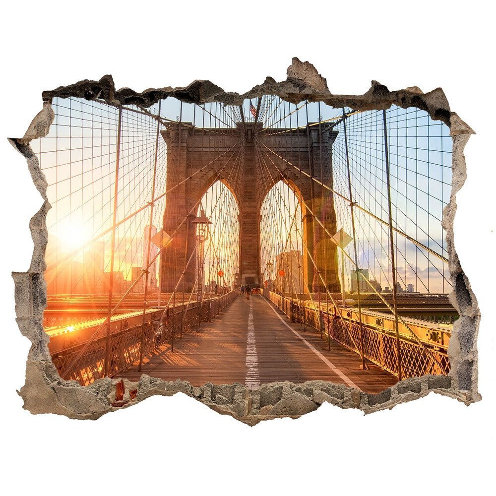 Autocollant à effet 3d trou Pont de Brooklyn soleil pierre