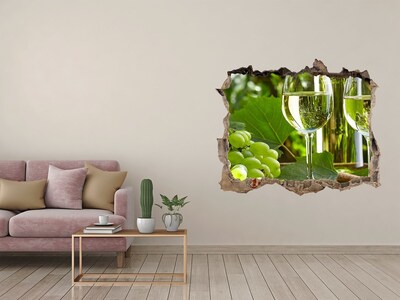 Sticker mural effet trou Vin blanc et fruits pierre