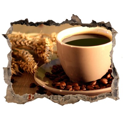 Sticker mural effet trou Café avec des grains