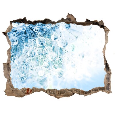 Autocollant mural trou Pissenlits en bleu