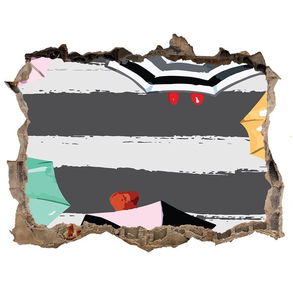 Autocollant mural trou Plage mystérieuse avec parasols