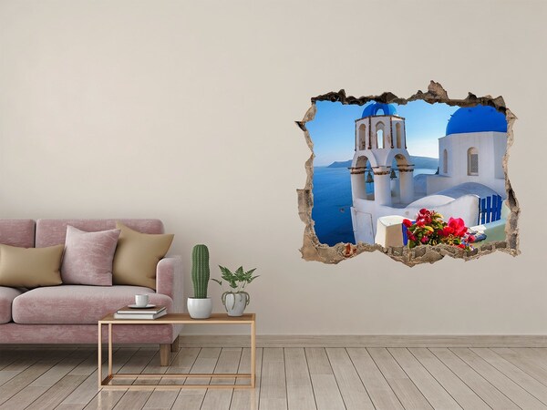 Sticker mural effet trou Santorin dans toute sa splendeur