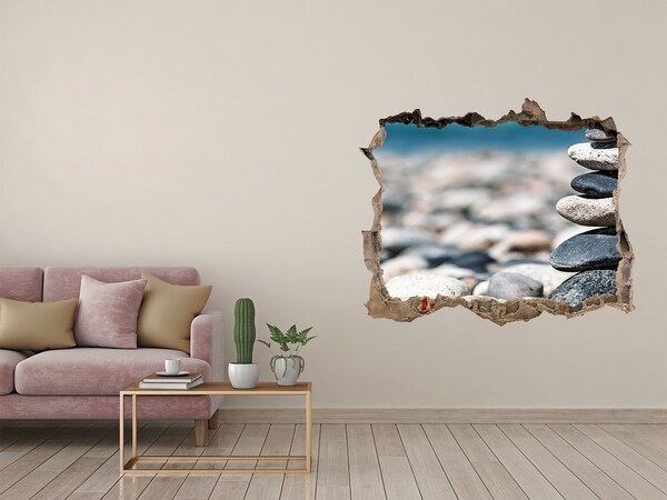 Sticker mural effet trou Pierres sur la plage