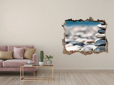 Sticker mural effet trou Pierres sur la plage