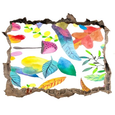 Sticker trou dans le mur Fresque florale à travers un trou dans le mur