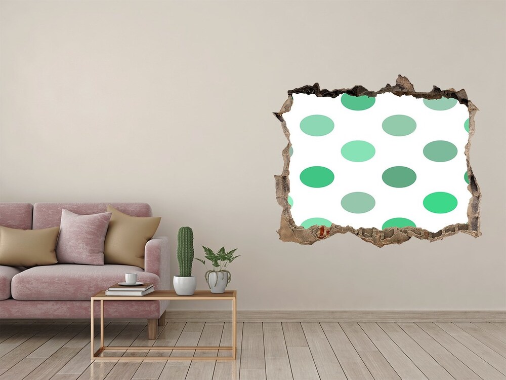 Sticker mural effet trou Points verts pierre