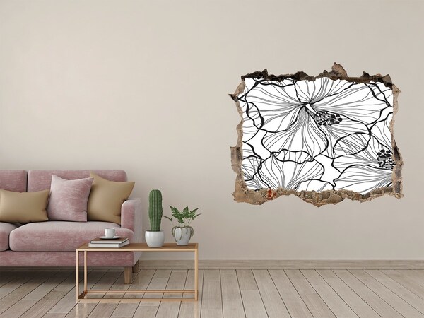 Autocollant à effet 3d trou Motif floral trou dans le mur