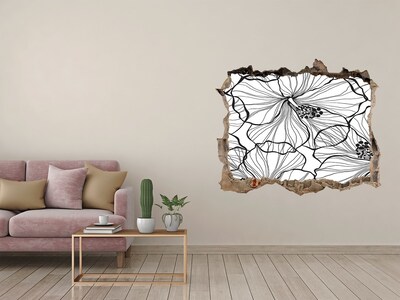Autocollant à effet 3d trou Motif floral trou dans le mur