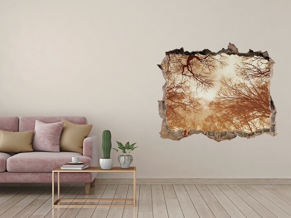 Sticker mural effet trou Reflet d'arbres dans un mur en ruine