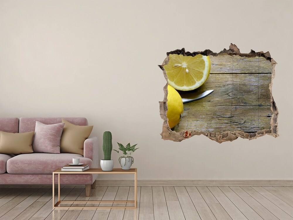 Sticker trou dans le mur Citrons sur bois pierre