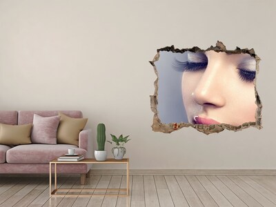 Autocollant à effet 3d trou Un visage sensuel dans un mur brisé