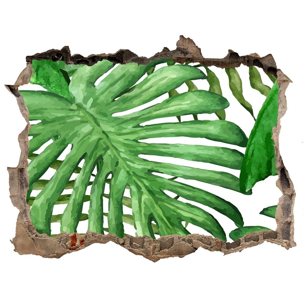 Sticker mural effet trou Feuilles de monstera pierre