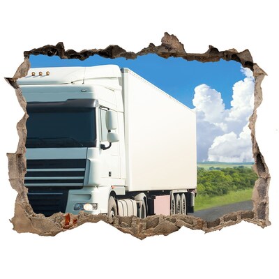 Autocollant mural trou Camion blanc pierre