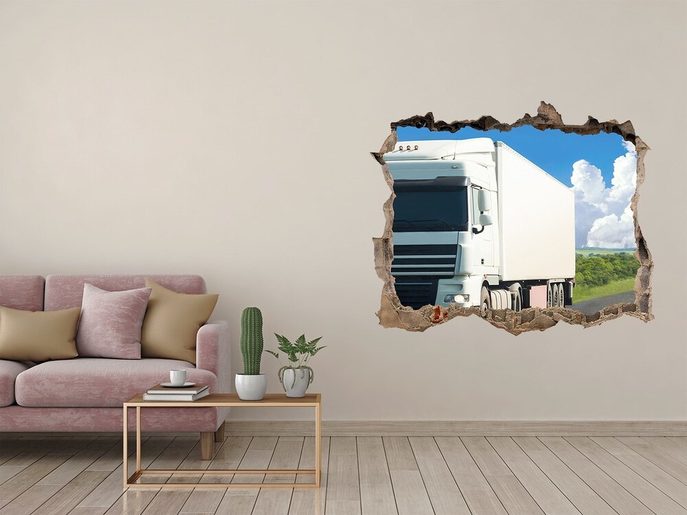 Autocollant mural trou Camion blanc pierre