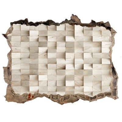 Sticker trou dans le mur Un mur abîmé orné d'une mosaïque en bois