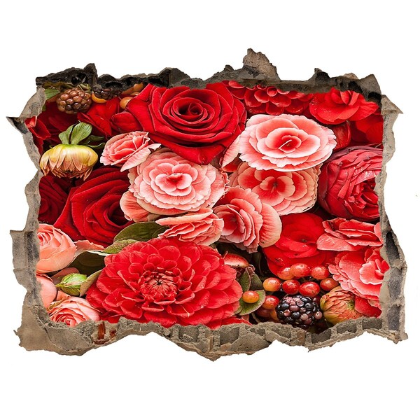 Autocollant à effet 3d trou Explosion florale dans le béton