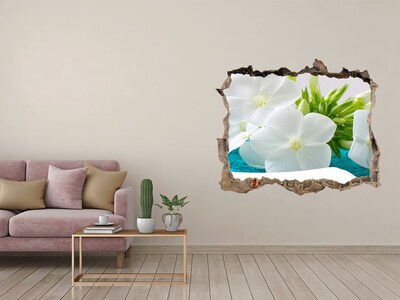 Autocollant mural trou Fleurs de spa blanc pierre