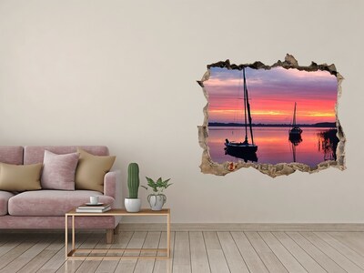 Sticker trou dans le mur Coucher de soleil sur le lac