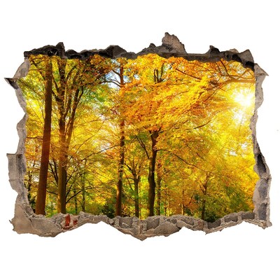 Sticker mural effet trou Forêt en automne pierre