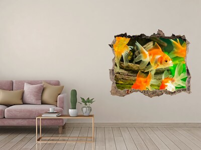 Autocollant à effet 3d trou Poissons rouges dans le monde sous-marin