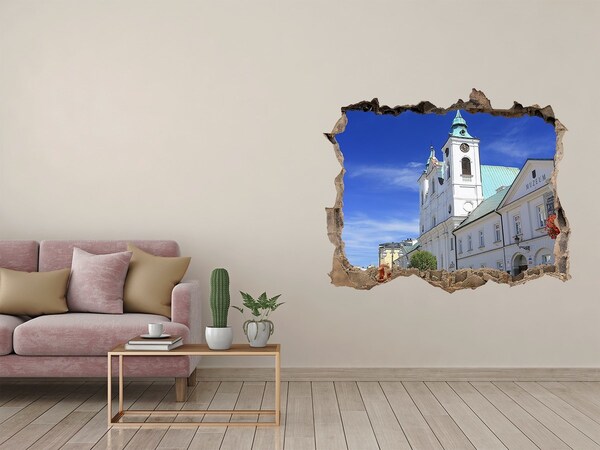 Sticker mural effet trou Église historique de la ville