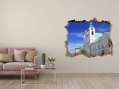 Sticker mural effet trou Église historique de la ville