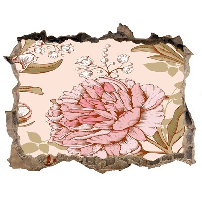 Autocollant à effet 3d trou Motif floral sur fond rose
